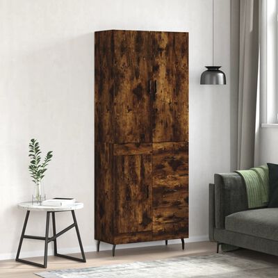 vidaXL Buffet haut Chêne fumé 69,5x34x180 cm Bois d'ingénierie