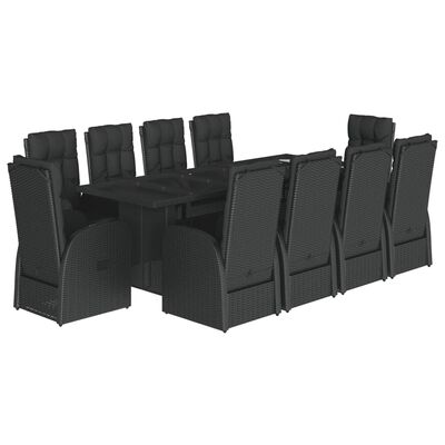 vidaXL Ensemble à manger de jardin 9pcs coussins noir résine tressée