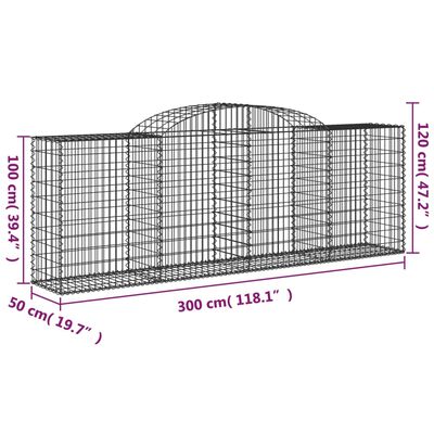 vidaXL Paniers à gabions arqués 9 pcs 300x50x100/120 cm fer galvanisé