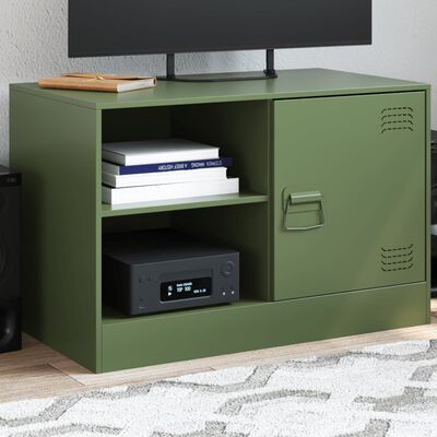 vidaXL Meuble TV vert olive 67x39x44 cm acier