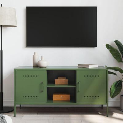 vidaXL Meuble TV vert olive 100,5x39x50,5 cm acier