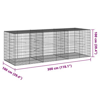 vidaXL Panier gabion avec couvercle 300x100x100 cm fer galvanisé