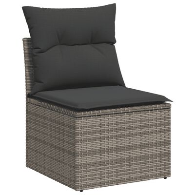 vidaXL Salon de jardin avec coussins 7 pcs gris résine tressée