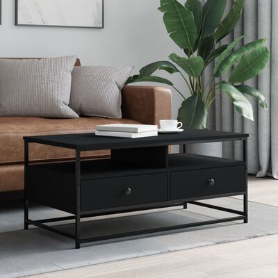 vidaXL Table basse noir 100x51x45 cm bois d'ingénierie