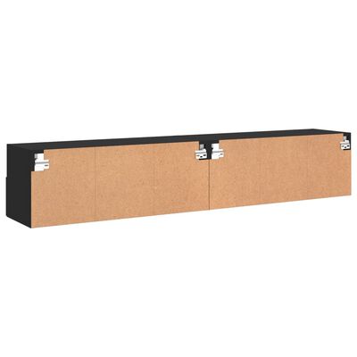 vidaXL Meubles TV muraux 2 pcs noir 80x30x30 cm bois d'ingénierie