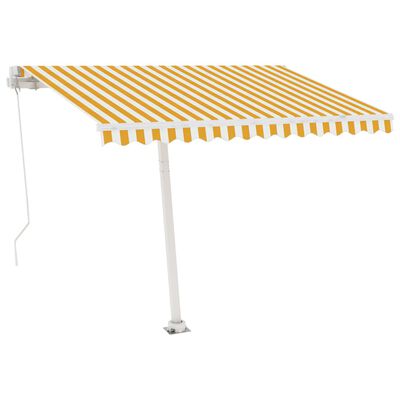 vidaXL Auvent manuel rétractable sur pied 300x250 cm Jaune/Blanc