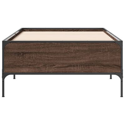 vidaXL Cadre de lit chêne marron 75x190 cm bois d'ingénierie et métal