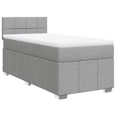 vidaXL Sommier à lattes de lit avec matelas Gris clair 90x200 cm Tissu