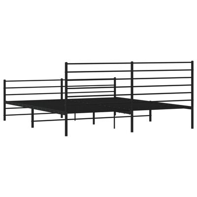 vidaXL Cadre de lit métal sans matelas avec pied de lit noir 193x203cm