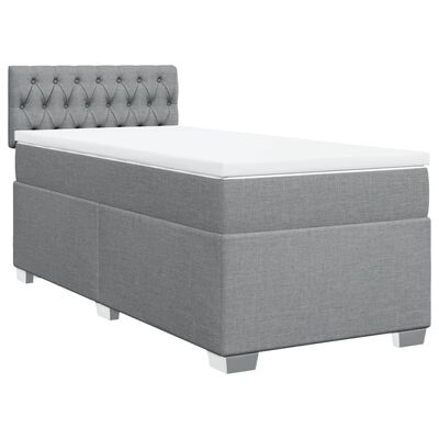 vidaXL Sommier à lattes de lit avec matelas Gris clair 100x200cm Tissu