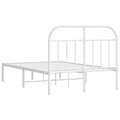 vidaXL Cadre de lit métal sans matelas et tête de lit blanc 135x190 cm