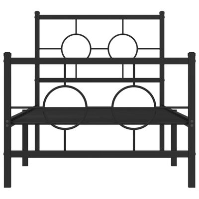 vidaXL Cadre de lit métal sans matelas avec pied de lit noir 75x190 cm