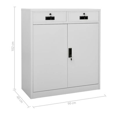 vidaXL Armoire de bureau avec jardinière Gris clair 90x40x125 cm Acier