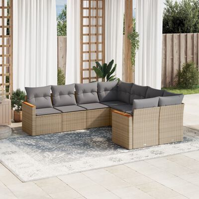 vidaXL Salon de jardin avec coussins 8pcs mélange beige résine tressée