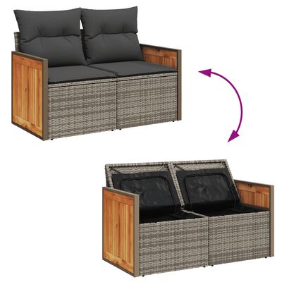 vidaXL Salon de jardin 8 pcs avec coussins gris résine tressée