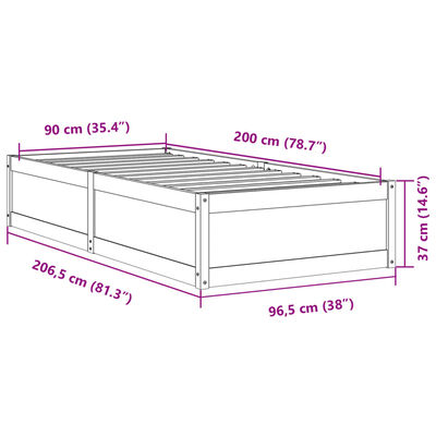 vidaXL Cadre de lit sans matelas 90x200 cm bois de pin massif