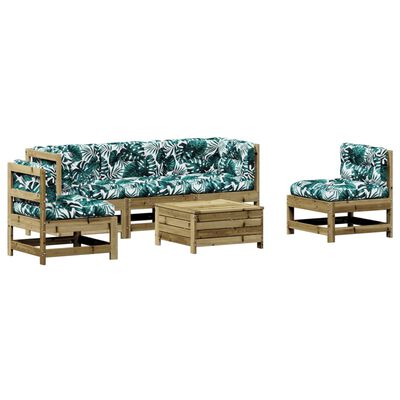 vidaXL Salon de jardin 6 pcs avec coussins bois de pin imprégné