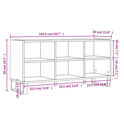 vidaXL Meuble TV gris béton 103,5x30x50 cm bois d'ingénierie