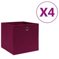 vidaXL Boîtes de rangement 4 pcs Tissu intissé 28x28x28 cm Rouge foncé