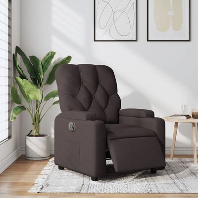 vidaXL Fauteuil inclinable électrique Marron foncé Tissu