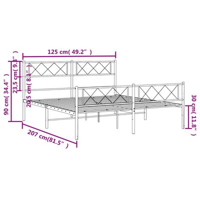 vidaXL Cadre de lit métal sans matelas et pied de lit blanc 120x200 cm