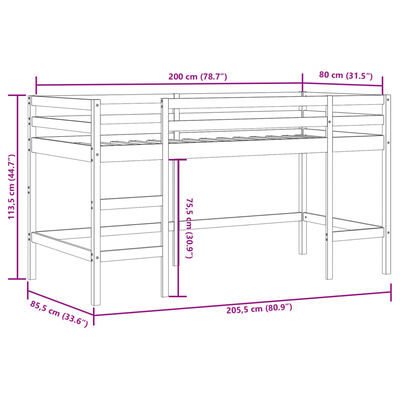 vidaXL Lit mezzanine d'enfants sans matelas avec échelle 80x200 cm