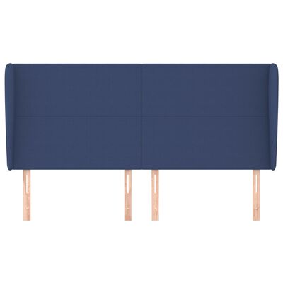 vidaXL Tête de lit avec oreilles Bleu 163x23x118/128 cm Tissu