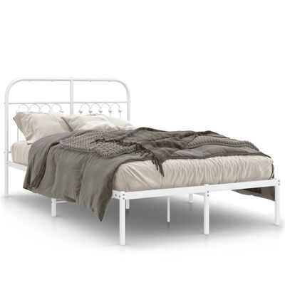 vidaXL Cadre de lit métal sans matelas et tête de lit blanc 120x190 cm