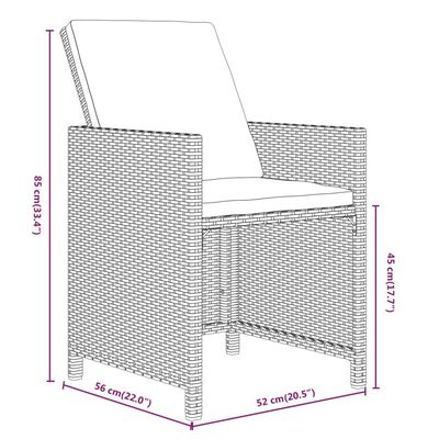 vidaXL Mobilier à dîner de jardin et coussins 7pcs Résine tressée Noir