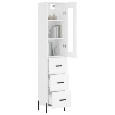 vidaXL Buffet haut Blanc 34,5x34x180 cm Bois d'ingénierie