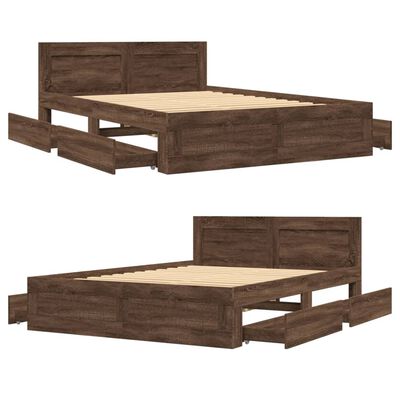 vidaXL Cadre de lit et tête de lit sans matelas chêne marron 140x190cm