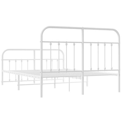 vidaXL Cadre de lit métal sans matelas et pied de lit blanc 135x190 cm