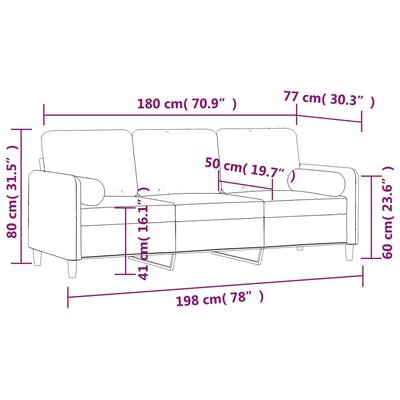 vidaXL Canapé 3 places oreillers et coussins Gris foncé 180 cm Velours