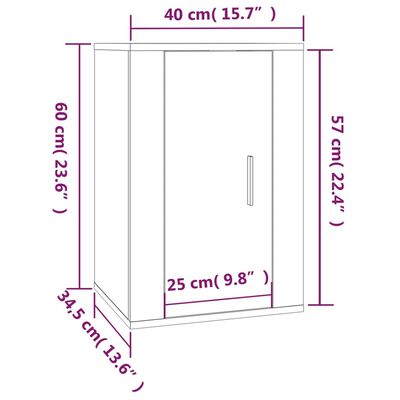 vidaXL Meubles TV muraux 2 pcs Blanc brillant 40x34,5x60 cm