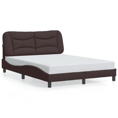 vidaXL Cadre de lit avec lumières LED marron foncé 140x200 cm tissu