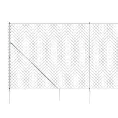 vidaXL Clôture à mailles losangées avec ancrage argenté 2,2x25 m