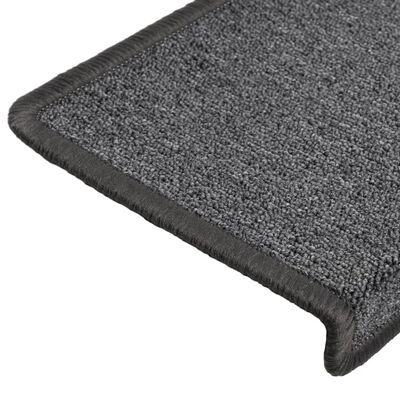 vidaXL Tapis d'escalier 15 pcs 65x21x4 cm Gris foncé