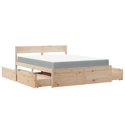 vidaXL Lit avec tiroirs et matelas 160x200 cm bois de pin massif