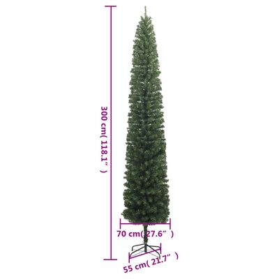 vidaXL Sapin de Noël mince avec support 300 cm PVC