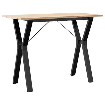 vidaXL Table à manger cadre en Y 100x50x75 cm bois de pin massif fonte