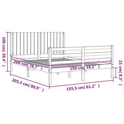 vidaXL Cadre de lit sans matelas blanc bois de pin massif