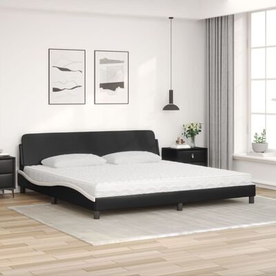 vidaXL Lit avec matelas noir et blanc 200x200 cm similicuir