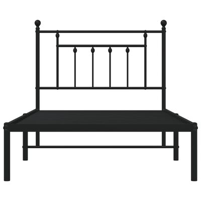 vidaXL Cadre de lit métal sans matelas avec tête de lit noir 100x190cm