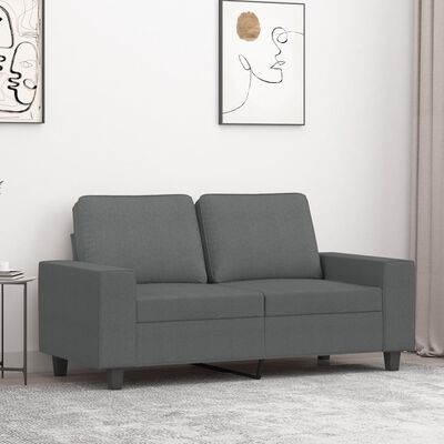 vidaXL Canapé à 2 places Gris foncé 120 cm Tissu