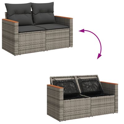 vidaXL Salon de jardin avec coussins 10 pcs gris résine tressée