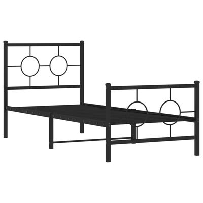 vidaXL Cadre de lit métal sans matelas avec pied de lit noir 75x190 cm