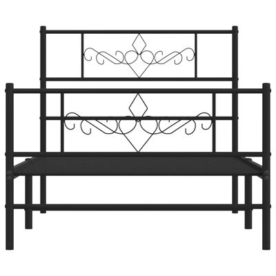 vidaXL Cadre de lit métal sans matelas avec pied de lit noir 75x190 cm