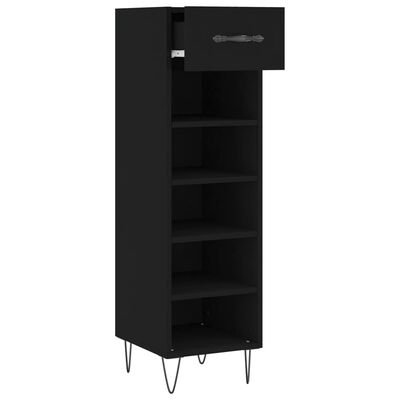 vidaXL Armoire à chaussures noir 30x35x105 cm bois d'ingénierie