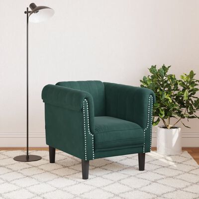 vidaXL Fauteuil vert foncé velours