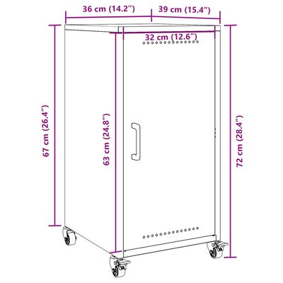 vidaXL Buffet jaune moutarde 36x39x72 cm acier